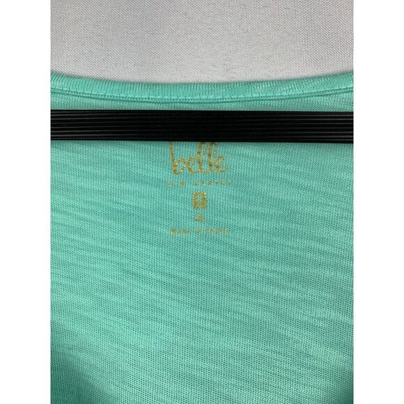 Belle By Kim Gravel Embroidered Floral Tee Size 1X Aqua Cotton/Modal - Picture 3 of 4